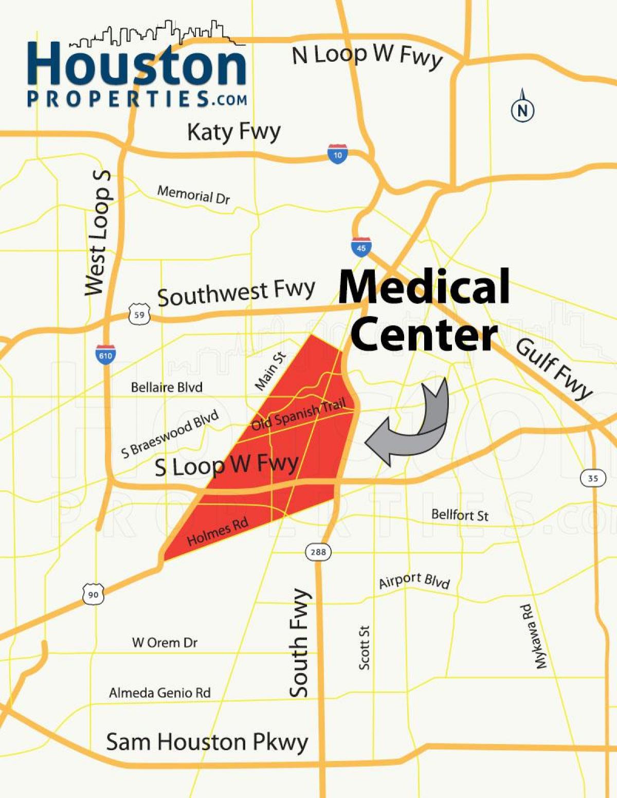 kart over Houston medical center
