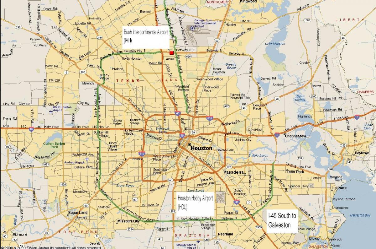 kart over Houston metro området