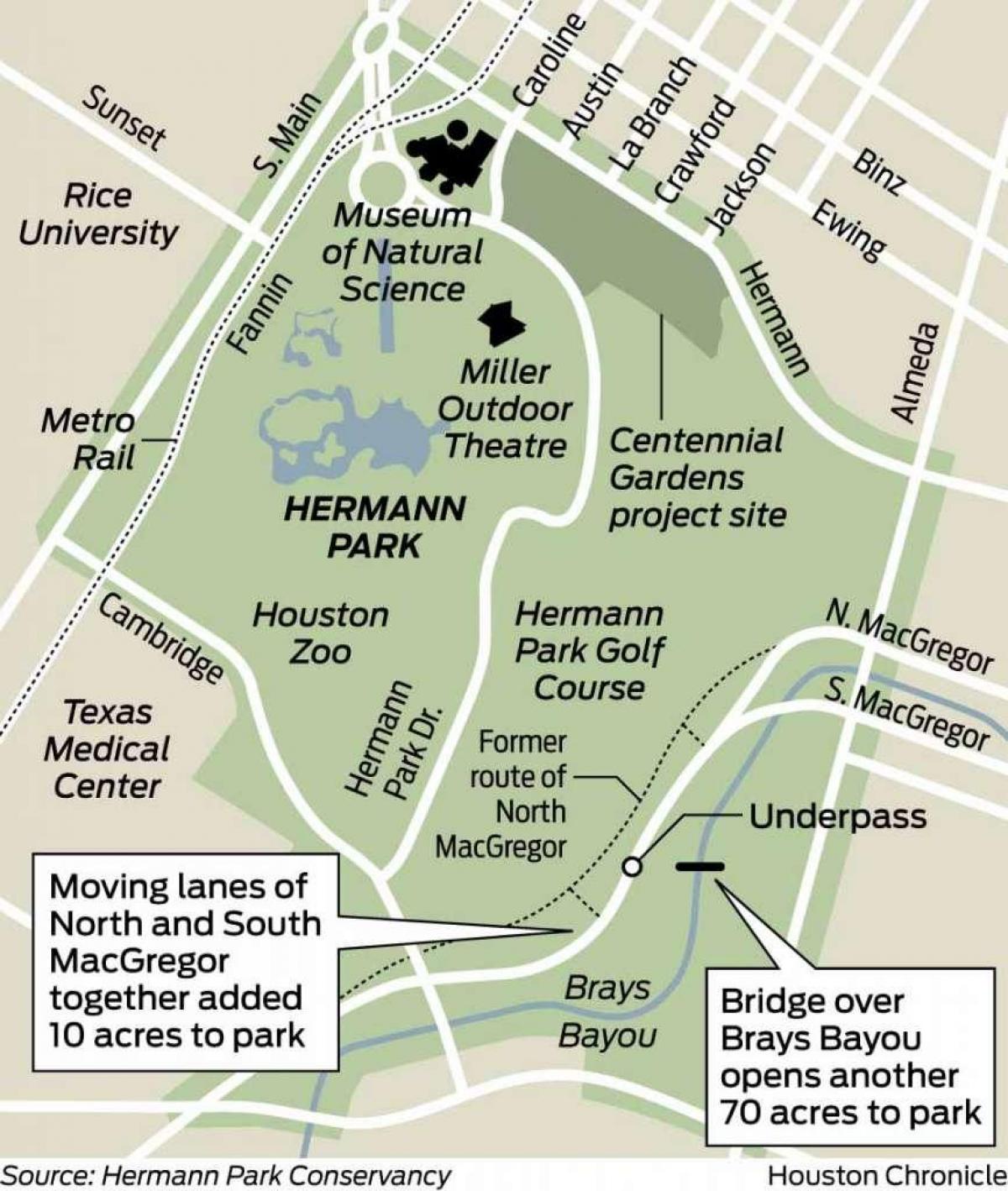 kart av Hermann park