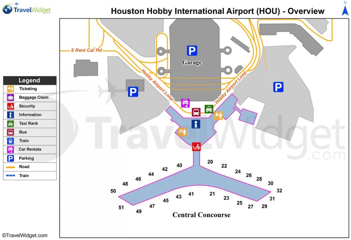 kart over Houston flyplass