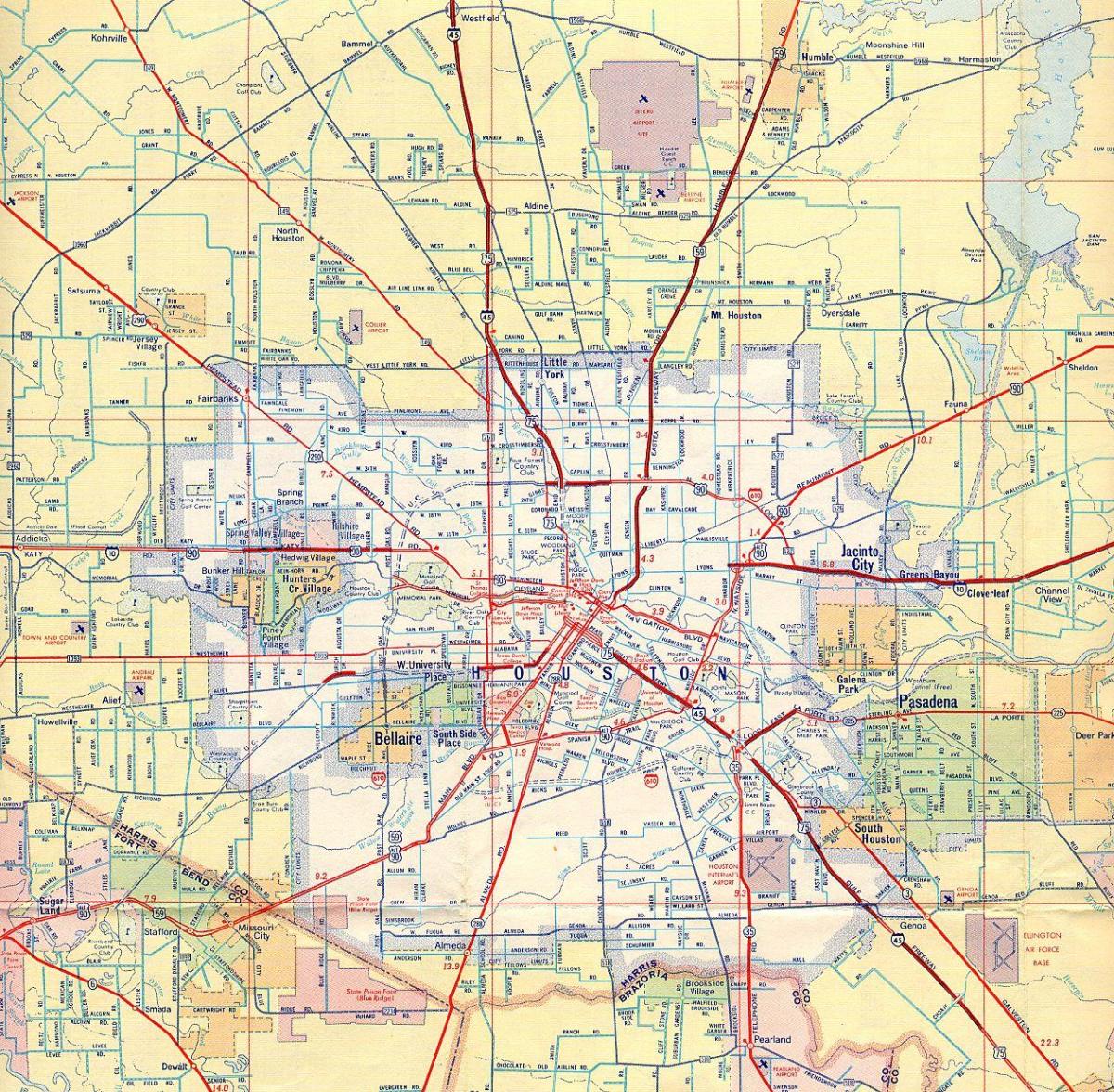 kart over Houston motorveier