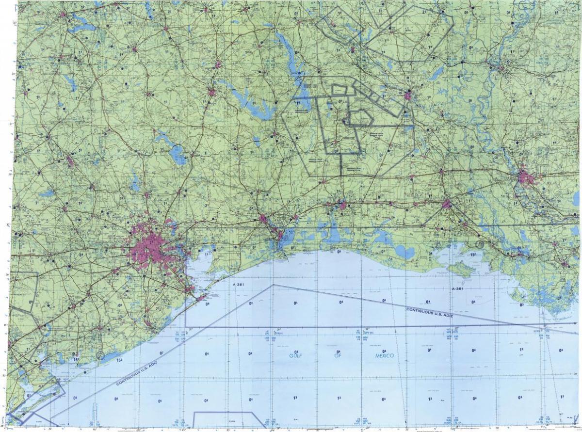 topografisk kart over Houston