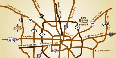 Kart over Houston motorveier