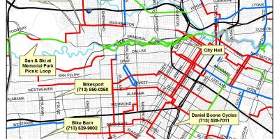 Sykkelstier Houston kart